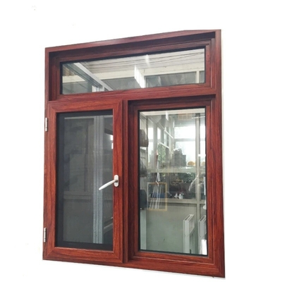 Security Burglar Proof Veranda Aluminium Sliding Windows Two Three Track Wood Grain