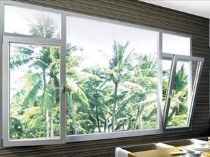 Tempered Safety Glass Aluminium Swing Window White Powder Coated Color